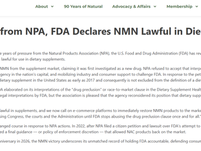 FDA官宣NMN合法地位，NAD+提升技术迎来普及时刻